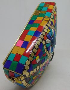 Envelope Box luxury designer assorted designs & colors Multi Mosaic Stone Custom Color Fashion Acrylic Clutch <b>Pink</b> <b>Purse</b> - Product Image 2
