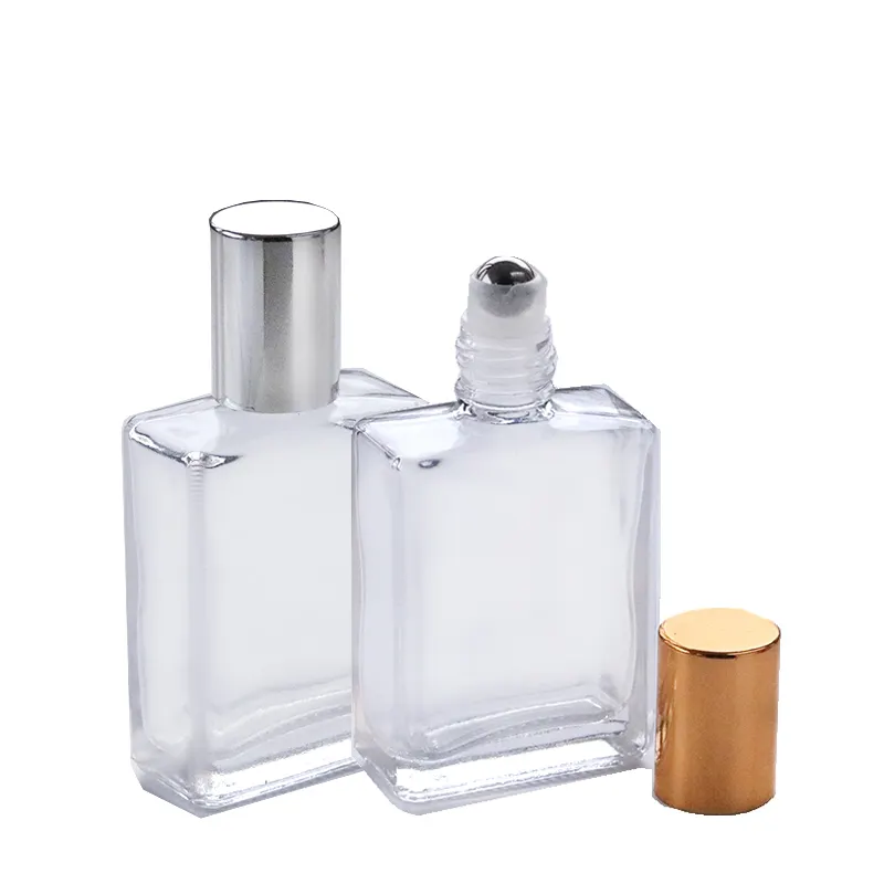 Wholesale 15ml 0.5oz Essential Oil Roller Glass Bottle Square Clear Roll On Bottles for Perfume (NRB24)
