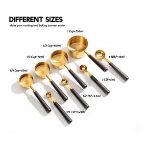 ถ้วยตวงพร้อมชามสีทองทำจากสแตนเลสสตีลพร้อมที่จับโลหะที่แกะสลักเหมาะสำหรับเครื่องครัวทำอาหารคุณภาพสูง - Product Image 5