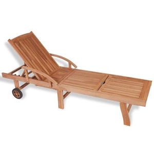 Chaise longue réglable en teck massif, design moderne et minimaliste, forme ondulée, mobilier d'extérieur pour piscine, villa, appartement, salon - Product Image 6
