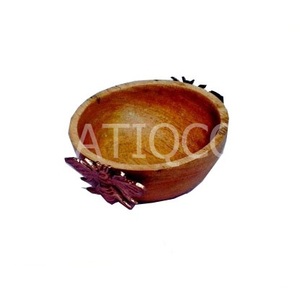 Bol à bonbons en bois avec poignée en métal Plateau tendance et bol polyvalent | Bol à fruits secs classique pour votre table - Product Image 1