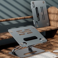 Penyimpanan Laptop/Tablet Lipat Lapisan Ganda, Pelindung Leher Tinggi, Dudukan Laptop/Tablet Aluminium Paduan