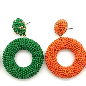 2022 New Simple Pom Pom Earrings Colorful Handmade Tassel Earrings For Women