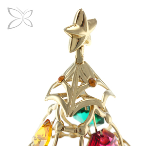 กล่องดนตรีประดับคริสตัลสุดหรูกล่องดนตรีชุบทองพร้อมคริสตัลตัดสวยงามของขวัญต้นคริสต์มาสขนาด8x17ซม. กลม0.22กก. - Product Image 5