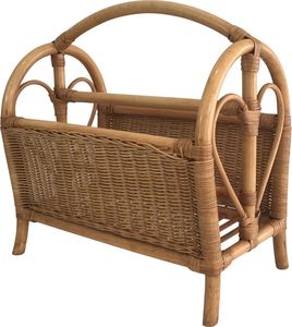 VINTAGE RATTAN MAGAZINE RACK - Organization Book Shelves - Natural Newspaper Storage - <b>File</b> Holder <b>Organizer</b> - SISU BrandRFS-054 - Product Image 5