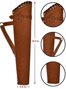 Carcaj de flecha trasera de tiro con arco de cuero de ante de vaca genuino para caza y tiro con arco productos de caballos deportivos - Product Image 2