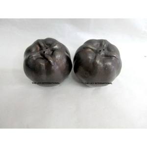 Ensemble de 2 salières et poivrières en acier inoxydable, finition argentée brillante, texture martelée, vente directe d'usine - Product Image 3