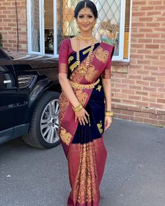 Banarasi Soie Jacquard Saree avec Chemisier Femmes Porter Dames Fête Festival Usage Quotidien Doux Coton Soie Sari En Gros Bas Prix Vêtement - Product Image 1