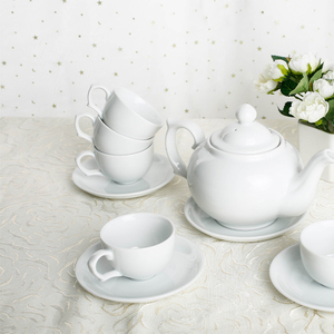 ชุดจานชาทรงรีเซรามิกพอร์ซเลนสีขาวเกรดอาหารคุณภาพสูงหรูหรามีโลโก้ตามสั่ง - Product Image 3