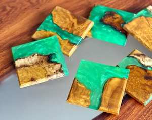 Posavasos de Resina Epoxi con Diseño de Río y Piedras, Posavasos Creativos para Bebidas, Tapetes para Tazas, Platos para Posavasos - Product Image 6