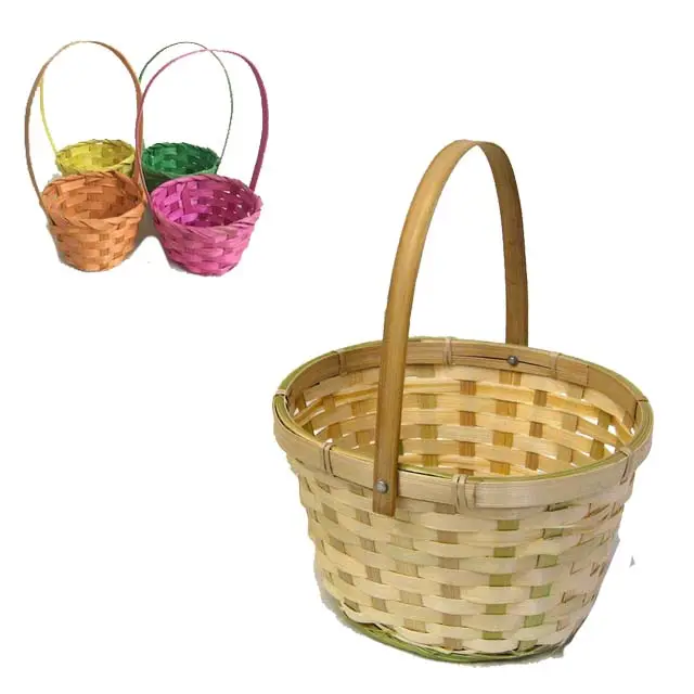 Eco — petit cadeau de fleur pour bébés, stockage de pique-nique en osier, linge à fruits en feutre, œuf de lapin avec poignée, panier en bambou de pâques pour cadeau