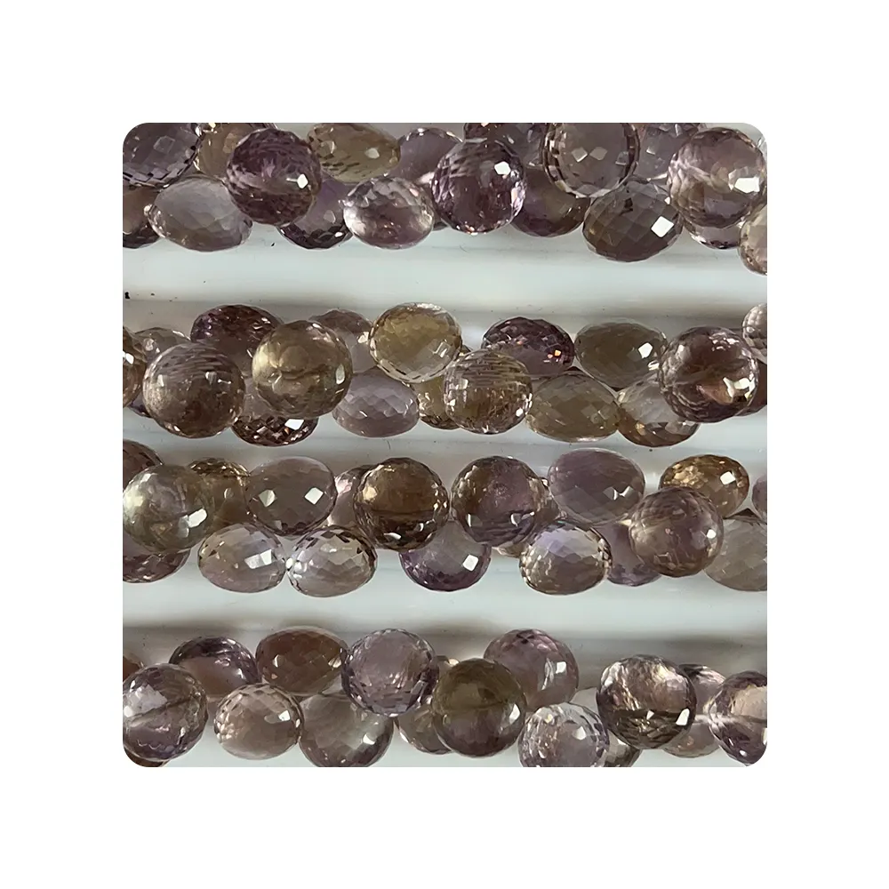 Perles en amétrine naturelle-Quartz à facettes Briolette oignon gouttes 5-8mm brin de taille pour la fabrication de bijoux