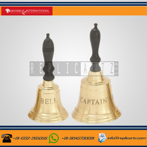 Vintage artisanat laiton main cloche avec manche en bois cloche décor à la maison rustique Vintage décor à la maison cadeaux - Product Image 2