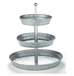 Galvanized iron two tier cake stand with handle decorative farmhouse collection for wedding and birthday parties premium - Product Image 3