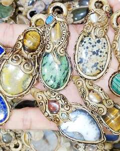 Colgante de arcilla polimérica Natural, mezcla de piedras preciosas, hecho a mano, lote de piedras preciosas talladas - Product Image 1