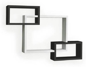Estantes flotantes de intersección para decoración de pared, estante de pared de MDF, número de 3, blanco y negro - Product Image 1