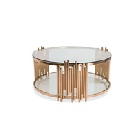 Table d'appoint en métal au design moderne avec plateau en verre, couleur or, table basse pour café ou thé à prix abordable