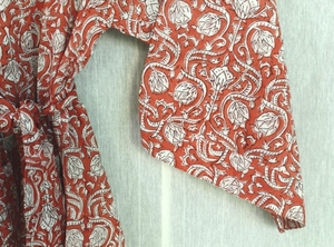 Kimono de algodón puro con estampado floral a mano, talla grande para adultos, a media pantorrilla largo, cinturón de cintura Natural, suelto, Sexy, Verano - Product Image 5