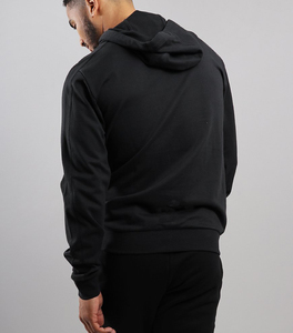 Men's <b>Zip</b> <b>Up</b> 75% Cotton 25% Polyester Fleece Hoodie Plain Black Jacket - Product Image 2