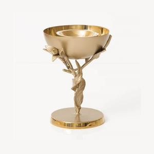 Quemador Bakhoor chapado en oro de latón hecho a mano Quemador de incienso de forma redonda de buena calidad a precio competitivo - Product Image 3