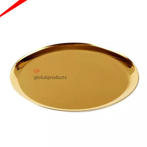 Plateau de service rectangulaire en métal doré, de haute qualité, écologique avec décor, plateau de service pour le mariage, 1 pièce - Product Image 5