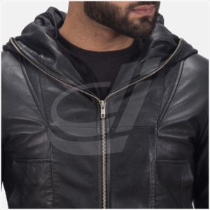 Última chaqueta de cuero de oveja auténtica personalizada para hombre Parka con capucha acolchada prendas de vestir exteriores - Product Image 5