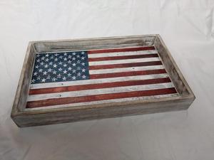 Nueva Bandeja de Madera con Diseño Desgastado y Bandera Americana - Product Image 2
