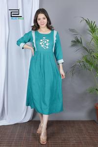 Rayonne impression alimentation haut sexy pour les filles designer fantaisie imprimé rayonne anarkali kurti grossiste au gujarat inde - Product Image 2