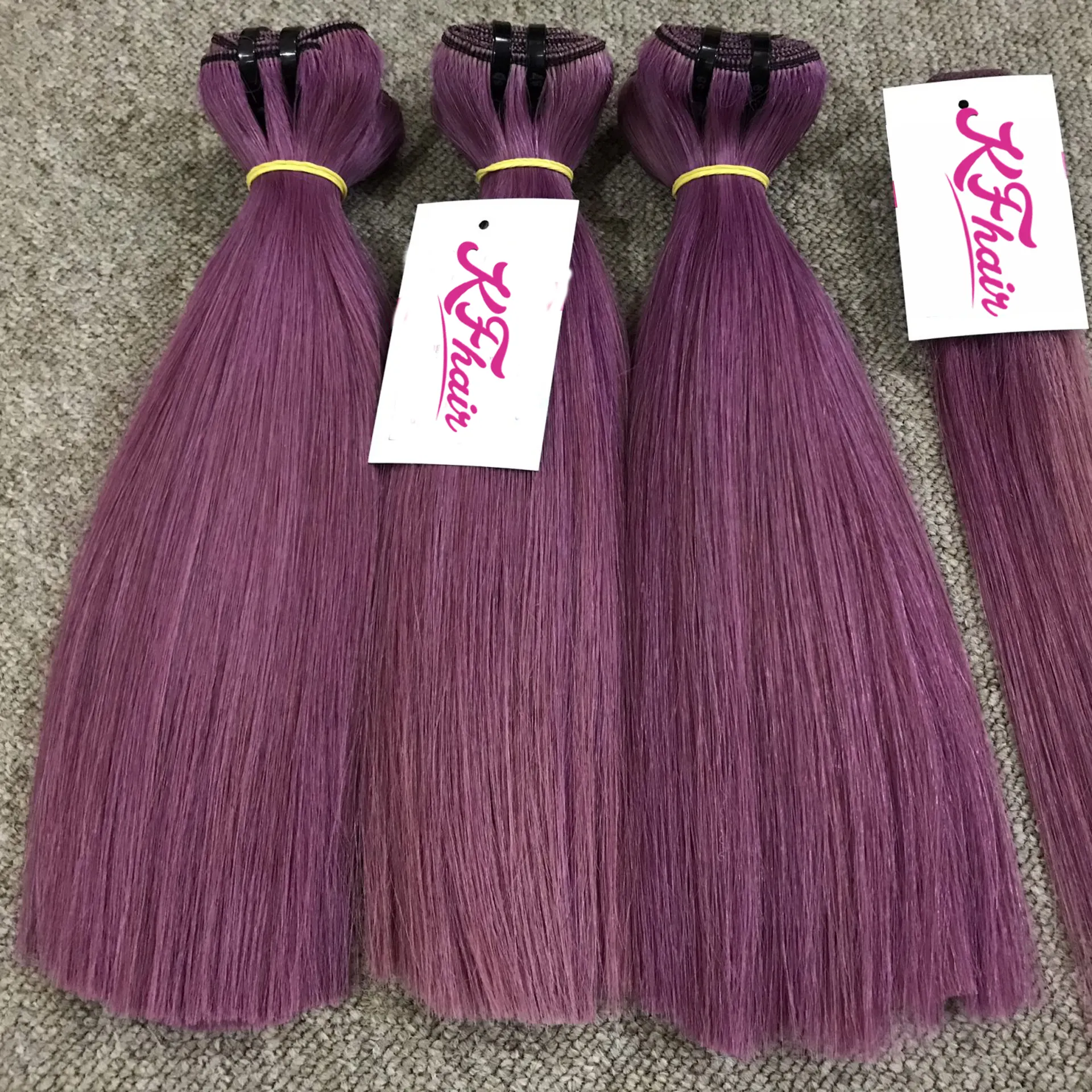 Hot seller hair products for Valentine season 100% human hair extensions purple color remy hair no chemical