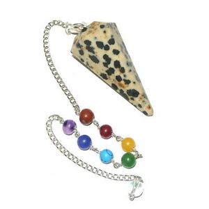 Péndulo de Reiki puntiagudo facetado de piedras preciosas de jaspe dálmata - Product Image 1