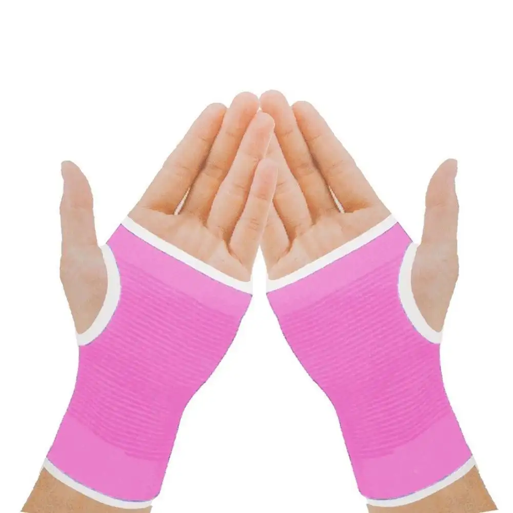 Apoio de palma rosa elástica, suporte para o pulso da mão direita esquerda, para academia, suporte de pulso