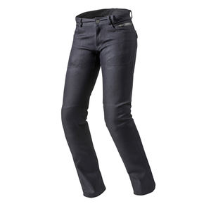 EN17092 Jeans de Cintura Alta de Corte Recto Estilo Europeo para Mujer, Vaqueros de Motorista Negros de Aramida con Protección Principal, Clasificación AA - Product Image 5