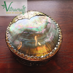 Caja de joyería negra de lujo, de alta calidad, hecha de concha de perla madre con incrustación de níquel - Product Image 4