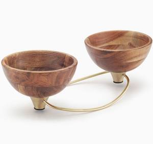 Bol à salade en bois de riz, support en fil d'or en métal pour décoration, ustensiles de Table, meilleure vente, pour salade de mariage - Product Image 4