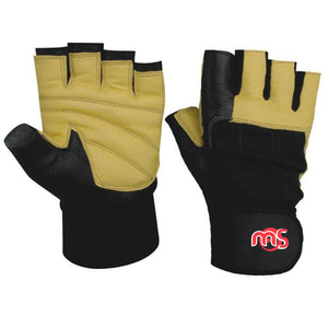 Leather Gym Fitness Sports Grips <b>Gloves</b> with Wrist Wrap Support and Breathable Design for <b>Weight</b> Lifting/Workout/Fitness - Product Image 1