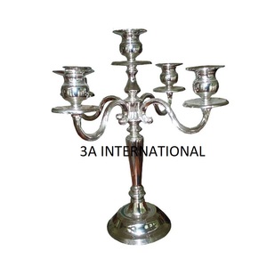 Stylish Silver Plated Aluminium <b>Candle</b> <b>Holder</b> Handcrafted Home Garden <b>Floor</b> Decorative Sustainable Quality for Weddings - Product Image 1