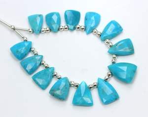 Arizona Natural Turquoise Faceted Trillion Shape <b>Stone</b> <b>Beads</b> Premium Handcrafted Product - Product Image 2
