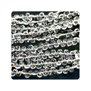 100% cuentas de cristal de cuarzo Natural Premium hermoso blanco facetado en forma de corazón Briolette 7MM 8 pulgadas hebra cuentas sueltas para - Product Image 4