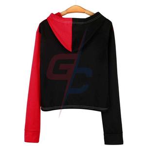 Hauts courts pour femmes, sweat-shirt à capuche avec imprimé du visage, en Patchwork, hauts à manches longues - Product Image 4