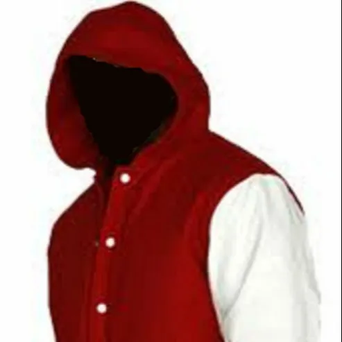 Hooded Varsity Jacket Wool Hood Body Leather sleeves Jacket Baseball Uniform Jacket with Custom Logo