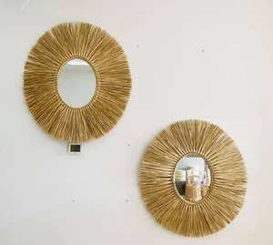 Barato al por mayor de paja Seagrass espejo decoración de pared de casa - Product Image 6