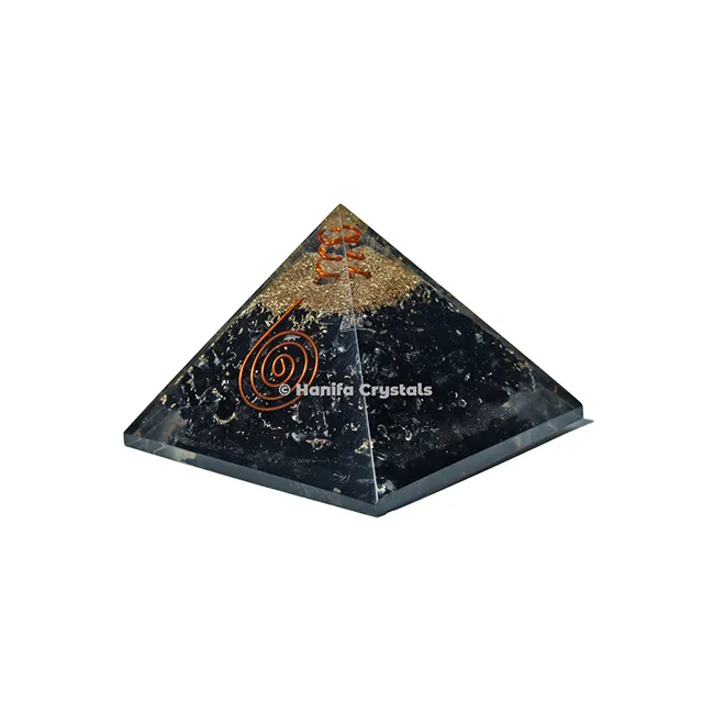 Pyramide orgonite en cristal naturel, vente en gros, 65mm, 7 chakras, noir, Tourmaline Orgone, avec symbole énergétique, reiki