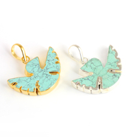 Bleu Turquoise pierre aigle oiseau forme conceptions animal galvanoplastie laiton pierre charme cristal pendentif