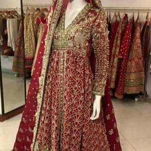 2021 BEAUTIFUL SILK <b>BRIDAL</b> <b>JACKET</b> & LEHENGA DRESS HEAVY INDIAN/PAKISTANI EMBROIDERY with ZARDOZI WORK EMBELLISHED FOR WEDDING - Product Image 1