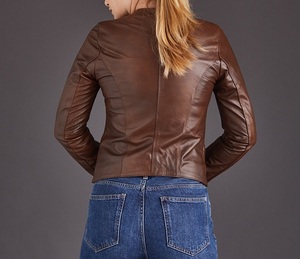 Veste marron en peau d'agneau véritable unisexe avec fermeture éclair, disponible en toutes les couleurs, fabriquée au Pakistan - Product Image 2