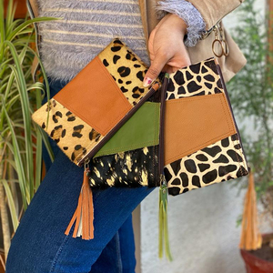 กระเป๋าหนังมีพู่พิมพ์ลายสัตว์ที่นำกลับมาใช้ใหม่มีเอกลักษณ์เฉพาะตัวกระเป๋าหนังขนสัตว์ขนาดเล็กกระเป๋าสตางค์ทันสมัยสำหรับผู้หญิง - Product Image 3