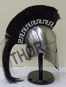 Armure Médiévale Mini Casque Grec Argent Plume Spartiate Armure Support En Bois Gratuit Plume Rouge Vintage Décor À La Maison Cadeaux - Product Image 3