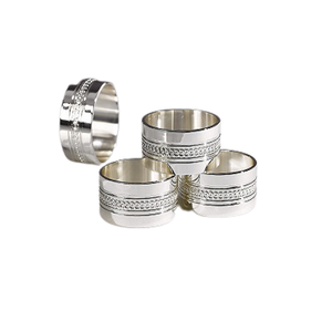 Rond de serviette en aluminium de conception de feuille avec la plus grande qualité anneau de tissu de serviette de couleur argentée au prix le plus bas - Product Image 5