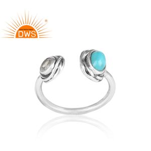 Bague combinée en argent avec pierres précieuses naturelles, vente en gros, bijoux en Quartz, zircon, oxy, accessoire pour conception de bijoux - Product Image 2