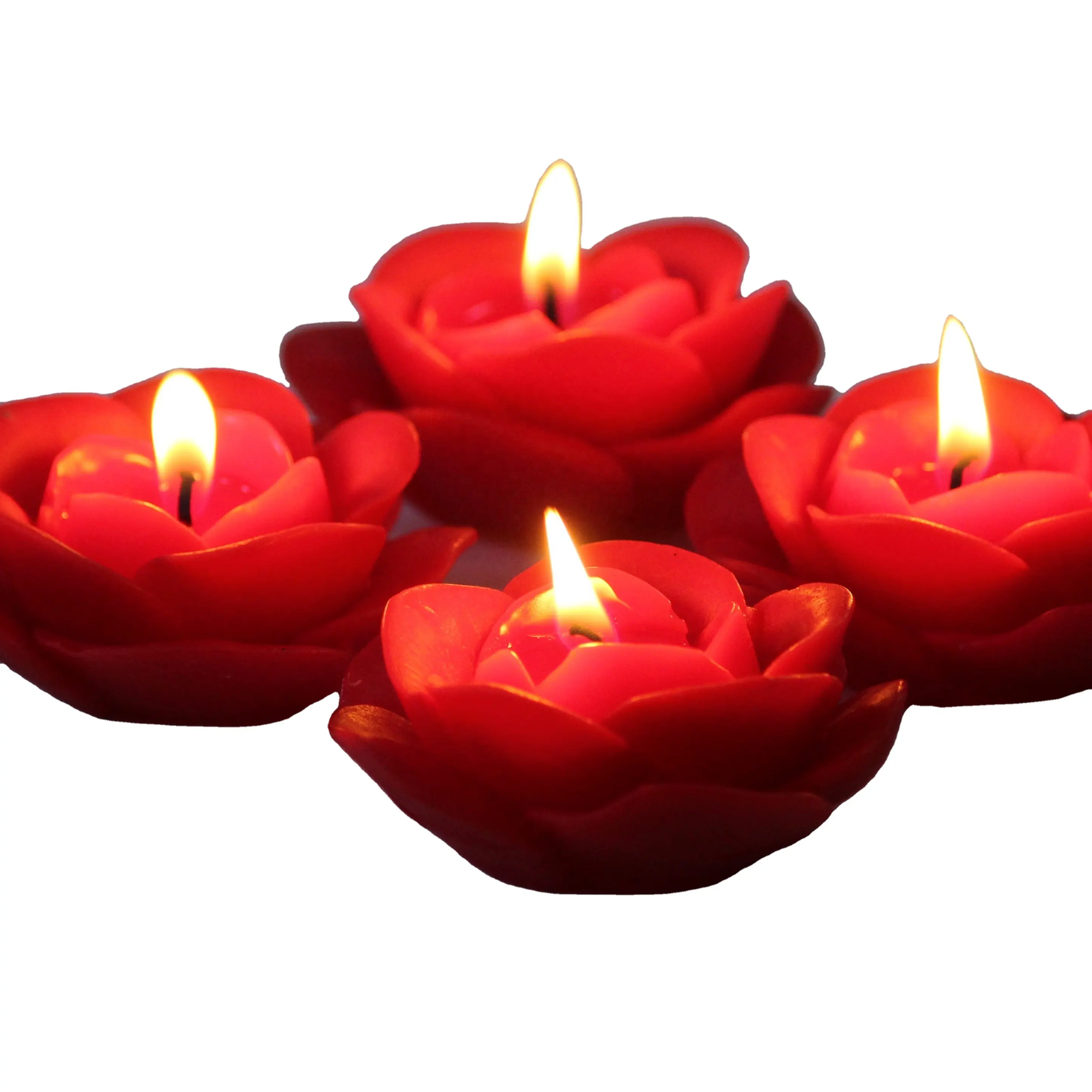 شمع برافين عالي الجودة على شكل وردة, شمعة شموع معطرة باللون الأحمر على شكل وردة على شكل زهرة باللون الأحمر مع شموع هدية غير مدخنة للزينة